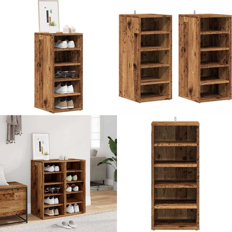 vidaXL Schuhschränke 2 Stk. Altholz-Optik 32x35x70 cm Holzwerkstoff (1/5)