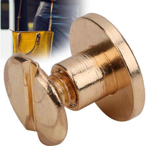 50 jeux de clous, vis et rivets à tête plate en laiton de 6,5 mm pour la fabrication artisanale d'articles en cuir, avec clips arrière dorés. (1/5)