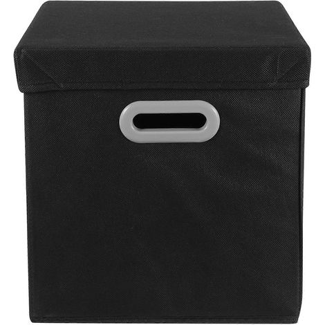 Faltbare Aufbewahrungsbox aus Stoff mit Deckel und Griffen, großer grauer Würfel, geeignet für Kleidung und Accessoires (1/5)