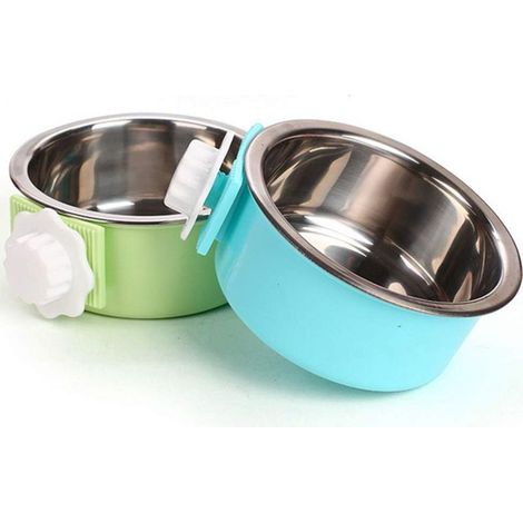 Caisse Chien Bol Amovible en Acier Inoxydable Gamelle à Suspendre pour Animal Domestique Cage Petit Bol d'eau Feeder Nourriture pour Chiens Chats Lapins Birdsgreen Pet SuppliesAec (1/4)