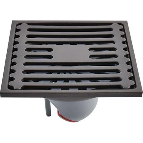 – Siphon de sol carré 10 x 10 cm en acier inoxydable – Système anti-odeurs – Couvercle de crépine amovible pour salle de bain (1/5)