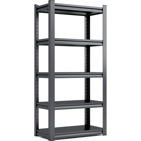 Étagère de rangement métallique 5 niveaux 650 kg, acier, réglable, 160 x 80 x 40 cm, noir (1/5)