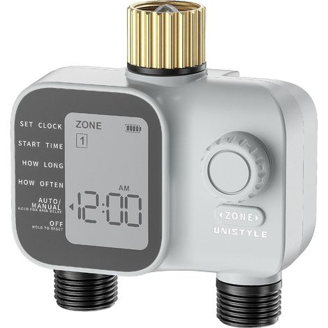 2-Way Watering Timer Automatic Garden Watering, Simple and Intuitive Use, Robust Brass Connection, Flexible Watering Programs (1/5)