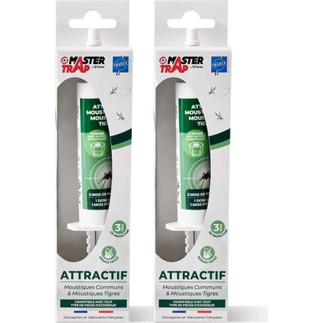 MASTER TRAP BY FAVEX - Lot de 2 recharges Anti-moustiques - Pour pièges Extérieurs Master Trap - 2 recharges pour 6 mois de protection - Solution pour attirer moustiques - 2x30g