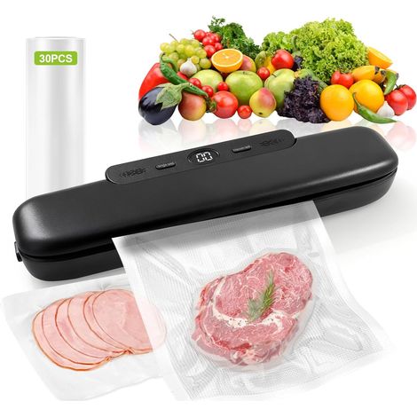 2-in-1-Vakuumiergerät mit 30 Beuteln Einfaches Gerät zum Vakuumieren und Entlüften, ideal zum Vakuumieren und Aufbewahren, Schwarz (1/5)