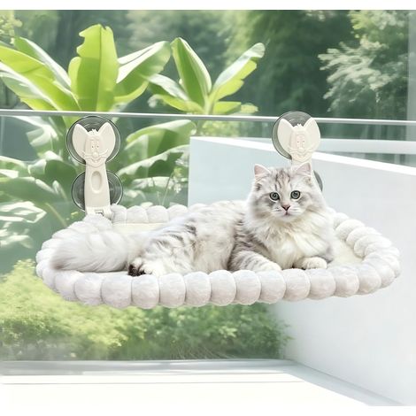 Folding and Removable Rabbit Hammock with Window - Supports up to 20 kg, 53 x 37 cm, Reversible Cushions for Sun Lounger and Rest, Metal Frame, White (1/5)