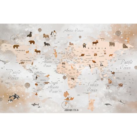 Papier peint panoramique Enfants - Carte du Monde - 130 cm x 85 cm (1/2)