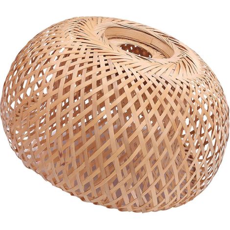 Handgewebter Lampenschirm aus Rattan, doppellagig, aus Bambus, im rustikalen asiatischen und japanischen Stil. (1/5)