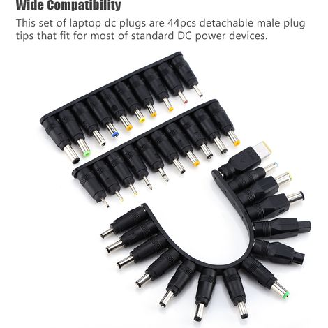Lot de 44 prises d'alimentation CC universelles pour ordinateur portable (prise jack 5,5 x 2,1 mm).