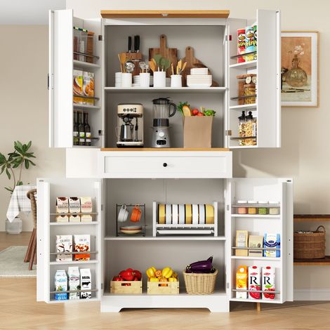 Armoire cuisine 80 x 40 x 180cm 12 compartiments tiroirs meuble rangement snacks MDF buffet salle à manger cuisine salon