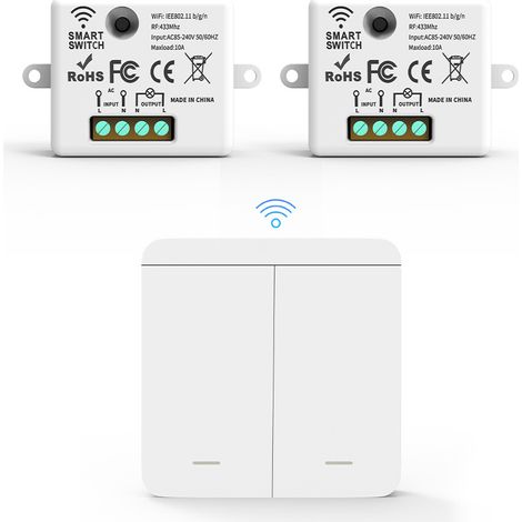 Interrupteur sans fil, interrupteur va-et-vient sans fil 433,92 MHz, récepteur AC85-265 V, interrupteur radio pour lampes (1/5)