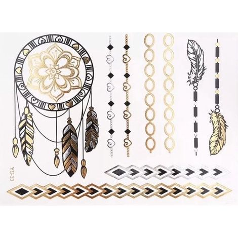 Autocollants indiens - Motif arc et flèche - Couleur or - Pour ongles, carnet, décoration - Stickers (1/4)