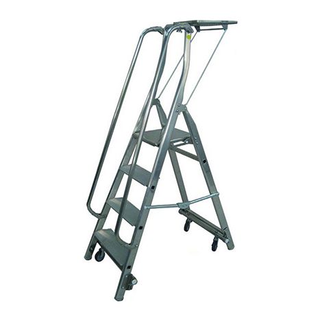Scaletta con ruote de 3 gradini - altezza massima di lavoro 2.66m - 19403