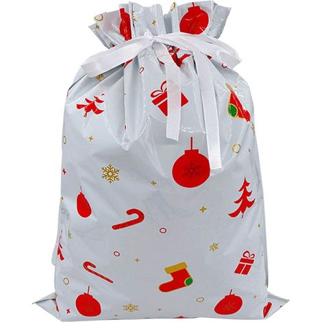 Sac Cadeau Noël - Sachet À Cordon - Imprimé Fête - Aluminium Renforcé - 39 x 51 cm - Lot De 1 (1/5)