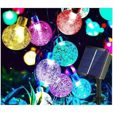 Guirlande lumineuse solaire d'extérieur avec prise USB, 50 LED 7 m, 8 modes, guirlande lumineuse solaire extérieure colorée IP65 résistant aux intempéries pour jardin, balcon, arbres, mariage (1/5)