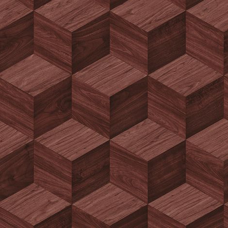 Holz Tapete Profhome RE521096-DI heißgeprägte Vliestapete 3D dezent schimmernd rot kastanien-braun mahagoni-braun 5,33 m2
