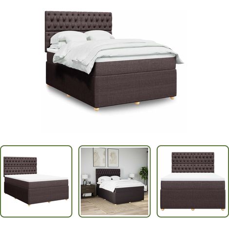 Matratze - Boxspringbett mit Matratze Dunkelbraun 140x190 cm Stoff (1/5)