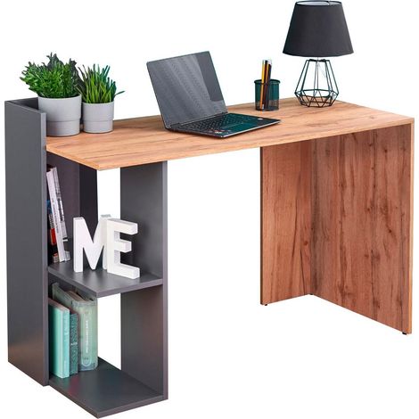 Mesa de oficina Houston 825, Roble + Antracita, Número de puertas: 0, Número de cajones: 0, 74x122x57cm