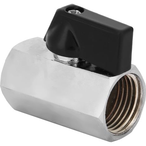 1/2"-Mini-Kugelhahn aus Messing, verchromt, Innengewinde x Innengewinde NPT, mit Griff (1/5)