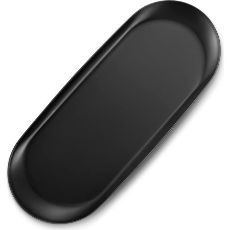 Plate Service - Acier Inoxydable - Noir - 23 x 9,5 x 1,1 cm - Pour Desserts Cosmétiques Bijoux Bougies - 1 Pièce (1/5)