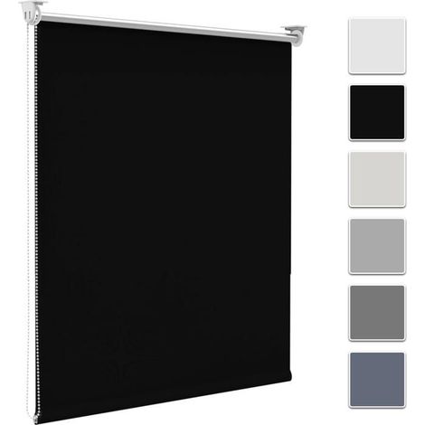 Store occultant à enrouleur 1 pièce Polyester noir Isolation thermique Chambre et salon 35 x 17 (1/5)