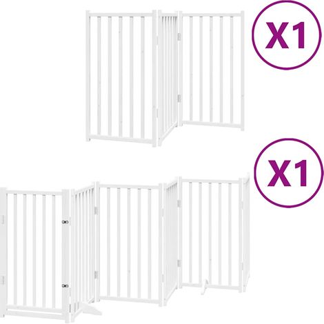Barrière pour chien porte pliable 9panneaux blanc bois peuplier
