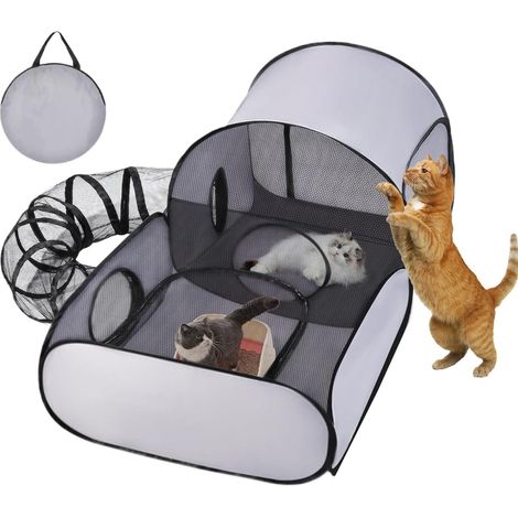 Enclos de jeu pour chat, avec tunnel et enclos pour chien, (1/5)