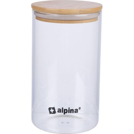Bocal en Verre avec Couvercle - Pot en Verre 900ML - Verre borosilicaté/Pot de Rangement en Bambou - Bocal à Bonbons - Convient pour le Riz, les Spaghettis, les Cornflakes (1/3)