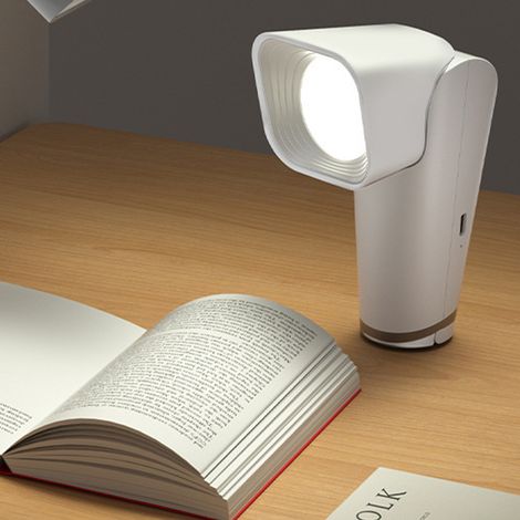 Lampe de lecture LED en ABS, USB, pliable à 90°, 4000K, 3 niveaux d'intensité, protection des yeux, lampe de bureau/de chevet pour chambre, bureau, dortoir, blanc (1/5)