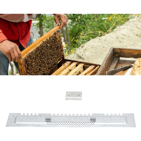 Reductores de entrada de acero inoxidable – 5 piezas – 35,2 x 5 cm – Para colmenas estándar de 10 cuadros con protección contra ratas y ventilación. (1/5)