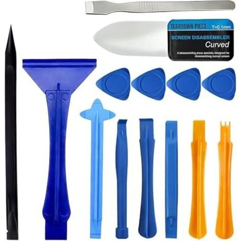 Kit D’Outils Multifonction 14 Pièces pour Réparation Téléphone et Smartphone, Démontage Tablette, Console Électronique, Spatules Métal Ultra Fines Leviers Plastique Anti-Rayures - (1/5)
