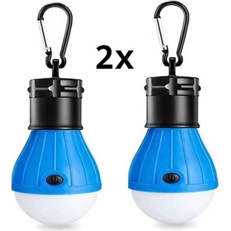 Lampada a LED per tenda da campeggio - Illuminazione per tenda - Set di 2 lanterne a LED portatili - Resistenti agli schizzi e compatte, blu (1/5)