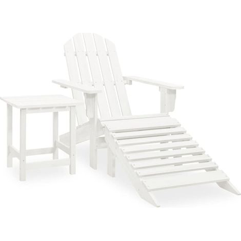 vidaXL Chaise de jardin Adirondack avec pouf et table Sapin Blanc (1/5)