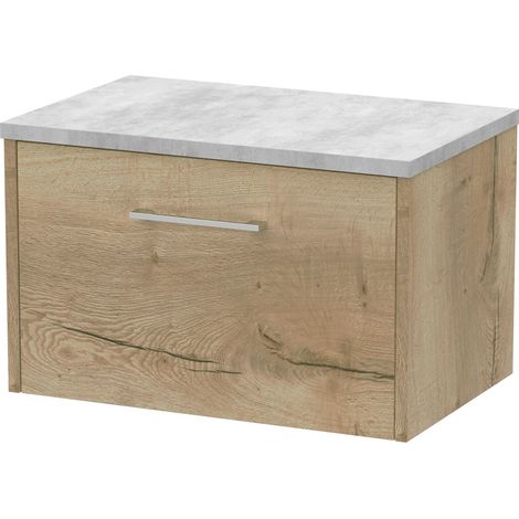 Winshill Contemporary 1 Drawer Wall Hung Vanity Unit with Laminate Worktop, Light Oak, 600mm