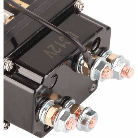 Contactor solenoide para cabrestante de 12 V y 250 A con control manual.