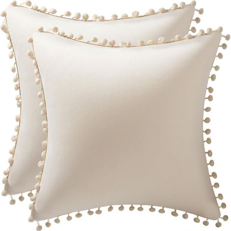 Housse De Coussin Velours - 45 X 45 Cm - Fermeture Éclair Cachée - Lot De 2 - Pour Canapé Chambre Bureau Extérieur (1/5)