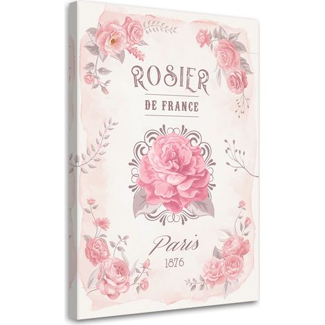 Tableau sur toile France Fleurs Roses 60x90 (1/5)