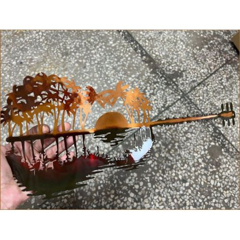 BUNTHAUS Gitarren-Wanddekoration aus Metall, Musikgeschenke, Musik-Wanddekoration, Sonnenuntergangsdekoration, Gitarrenspieler-Geschenk für Musikliebhaber, Palme, Gitarren-Wandkunst (1/4)