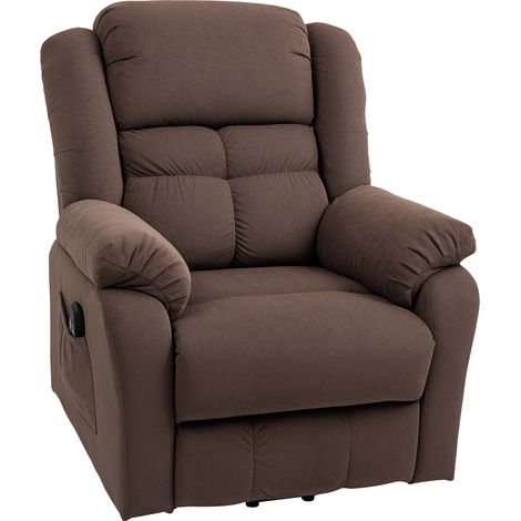 Aufstehsessel mit Massagefunktion und Lendenheizung, Recliner-Sessel mit Fernbedienungen und Seitentaschen, Dunkelbraun (1/5)