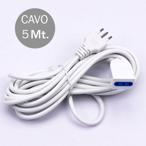 Cable alargador V-TAC de 5 metros con enchufe de 10 A y toma de 10 A, color blanco (1/2)