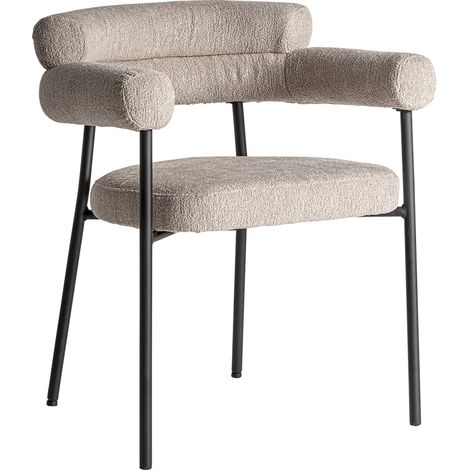 Chaise contemporaine bouclette grise lot de 2 - gris grège et noir (1/5)