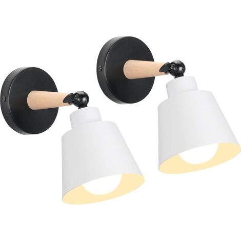2 Packs Appliques Murales Vintages Industrielles Plafonniers Luminaires E27 en Métal Réglable Lampe Murale Interieur Rétro pour Chambre Cuisine Restaurant (pas d'interrupteur, Blanc) (1/4)