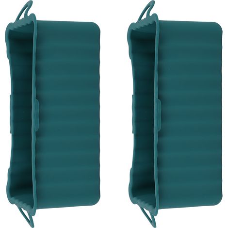 Lot de 2 bacs à graisse en silicone pour plancha Blackstone, réutilisables et rectangulaires, pour barbecue et camping, vert foncé.