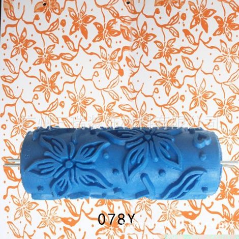 Rouleau à Peinture à Motifs,Rouleau d'art Décoratif Texture Art Outil Grainage Brosse Fleur et Taches Grain Rouleau Mur Texture Art Peinture Outil pour Peinture Décor Murale,bleu (1/4)