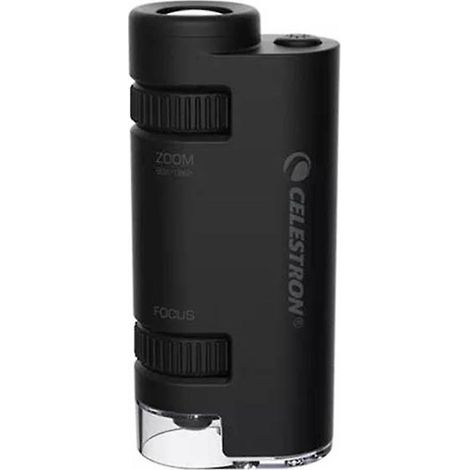 CELESTRON LED-beleuchtetes Taschenmikroskop, tragbares Hochleistungsmikroskop mit stufenlosem 60-120-fachem Zoom M