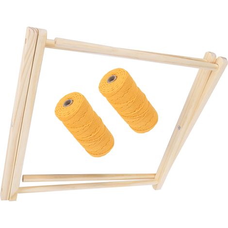 Porte-revues en bois tressé, petit porte-revues bohème, panier de rangement, cadre tressé, fil de dentelle, fil de coton naturel, corde artisanale, corde de coton naturel de 6 mm, 100 mètres, fil tors (1/5)