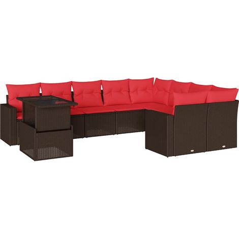 10-teiliges Gartensofa-Set mit Kissen, braun, Polyrattan vidaXL (1/5)