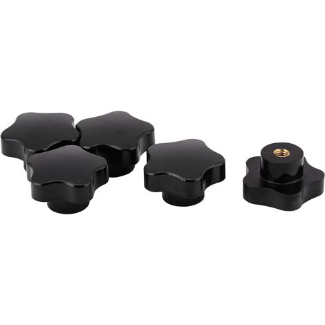 5pcs Universal Black Color Plastic Star Shape Knob Handle M8 for Machine Tool