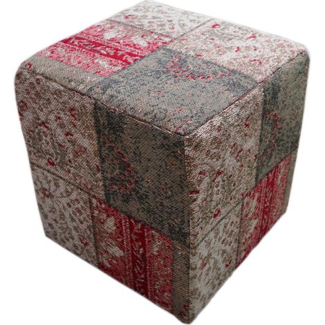 Pouf Solitaire Multicolore in Cotone Patchwork (1/3)