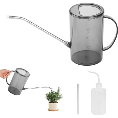 Arrosoir en Plastique 2 Pièces avec Long Bec Verseur Arrosoir 1l + Flacon Pulvérisateur 500ml, Idéal Pour Arrosage Précis Et Humidification Des Plantes D'intérieur. (1/5)